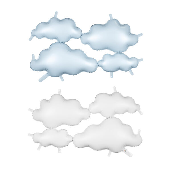 Balon foliowy tło dwustronne Chmurki, 99x52 cm, biało-jasno niebieski