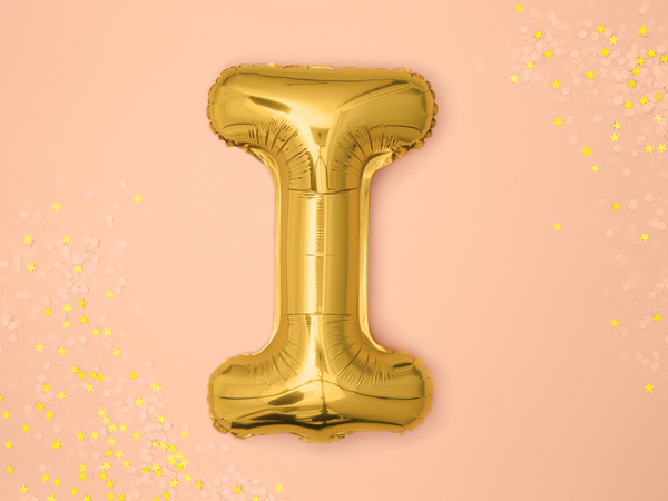 Balon foliowy Litera ''I'', 35cm, złoty - obrazek 6