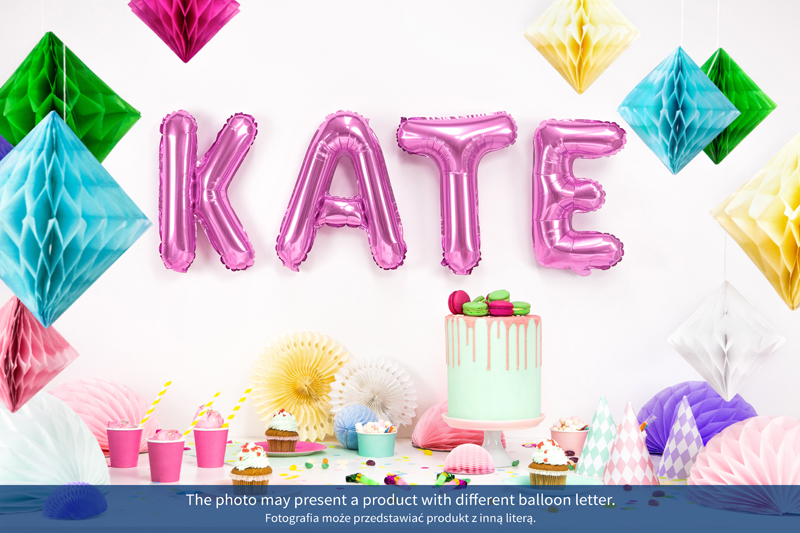 Balon foliowy Litera ''J'', 35cm, ciemny różowy - obrazek 2