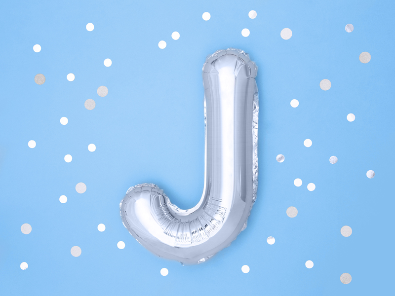 Balon foliowy Litera ''J'', 35cm, srebrny - obrazek 2
