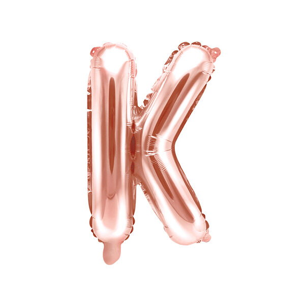 Balon foliowy Litera ''K'', 35cm, różowe złoto