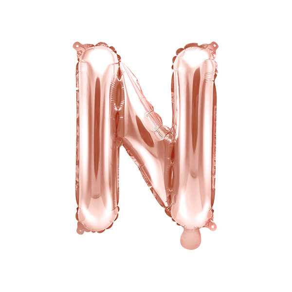 Balon foliowy Litera ''N'', 35cm, różowe złoto
