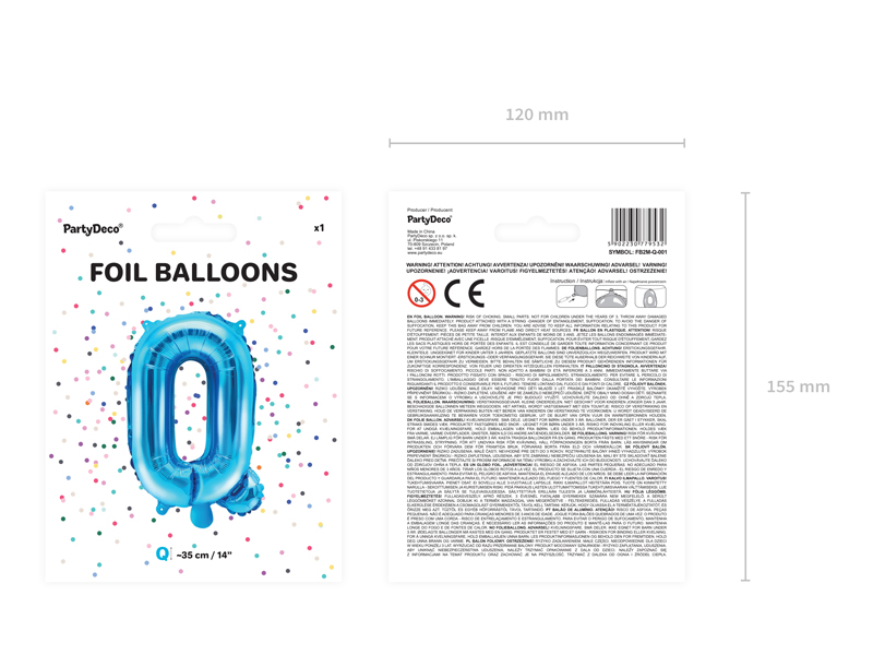 Balon foliowy Litera ''Q'', 35cm, niebieski - obrazek 3