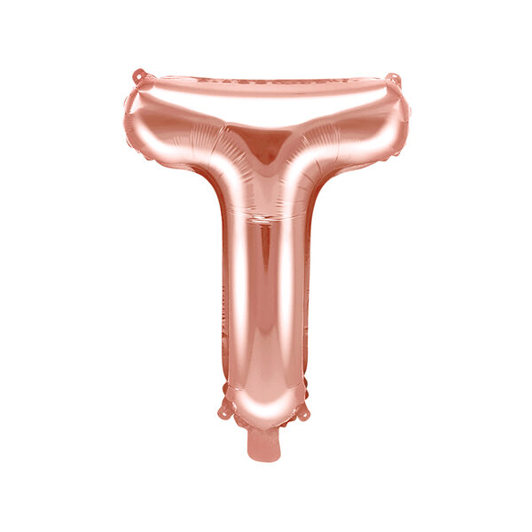 Balon foliowy Litera ''T'', 35cm, różowe złoto