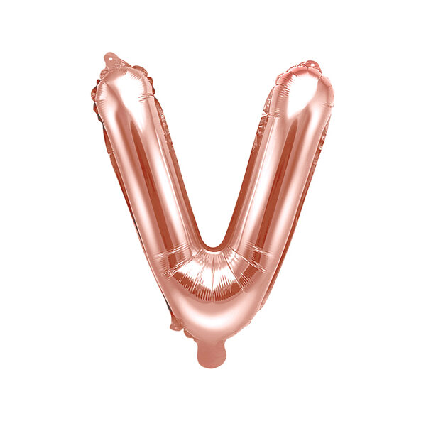 Balon foliowy Litera ''V'', 35cm, różowe złoto