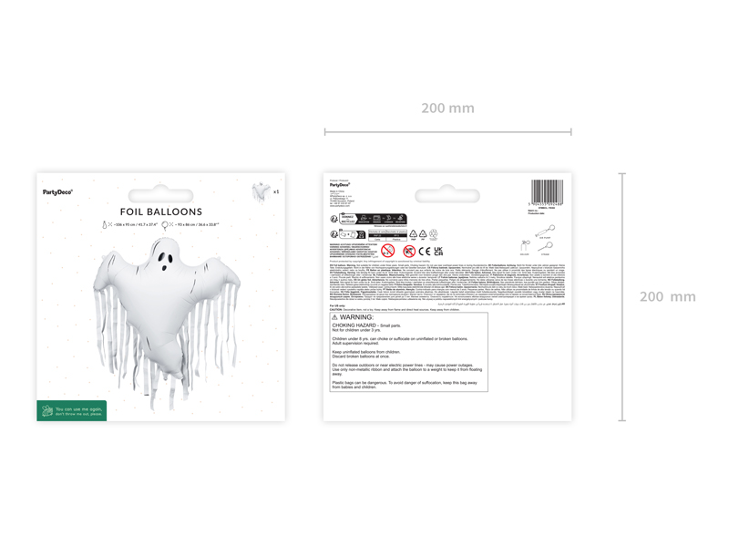 Balon foliowy Duch z frędzlami, 93x86 cm, mix - obrazek 5