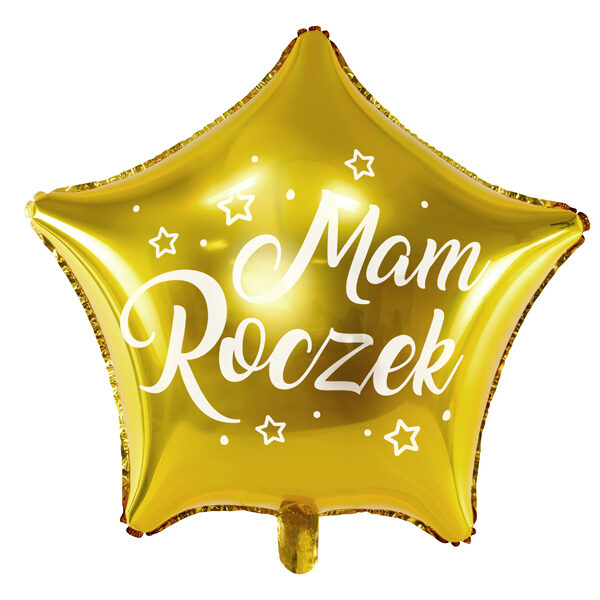 Balon foliowy Gwiazdka - Mam Roczek, 48cm, złoty