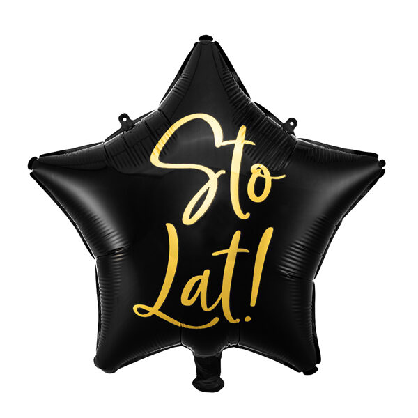 Balon foliowy Sto Lat!, 40cm, czarny