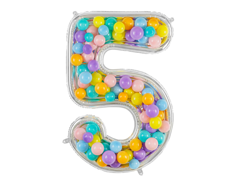 Forma Cyfra ''5'' dla balonów lateksowych, 126cm, srebrne błyszczące - obrazek 2