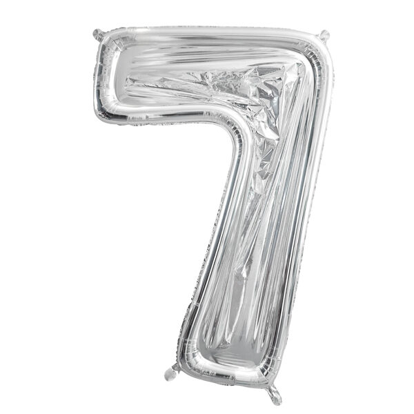 Forma Cyfra ''7'' dla balonów lateksowych, 126cm, srebrne błyszczące