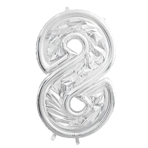 Forma Cyfra ''8'' dla balonów lateksowych, 126cm, srebrne błyszczące