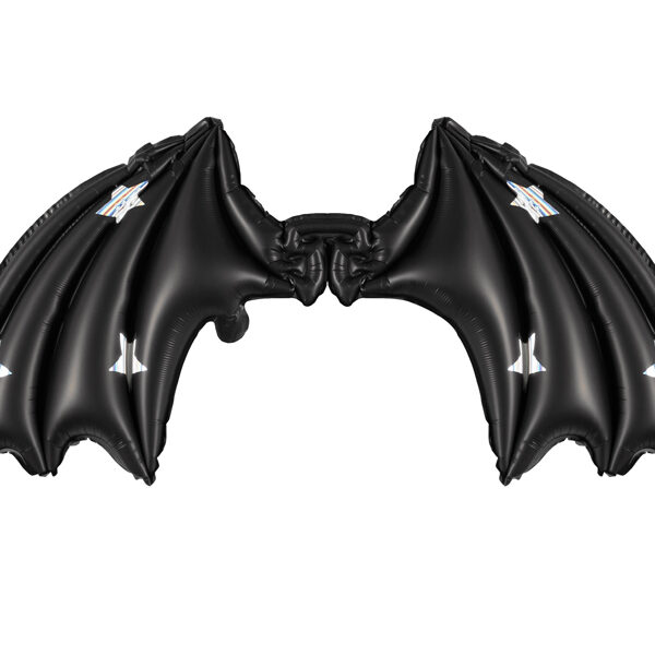 Balon foliowy Skrzydła Nietoperza, czarne mat z gwiazdkami, 85 x 50 cm