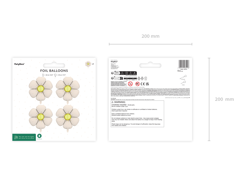 Balony foliowe do girland Stokrotki, średnica 65 cm, kremowe (1 op. / 4 szt.) - obrazek 2