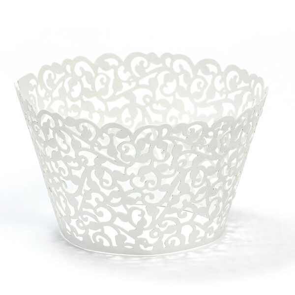 Papilotki na muffinki, biały, 5,5 x 8,5cm (1 op. / 10 szt.)