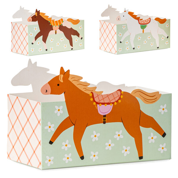 Pudełka na przekąski Konie, mix. (1 op. / 3 szt.)