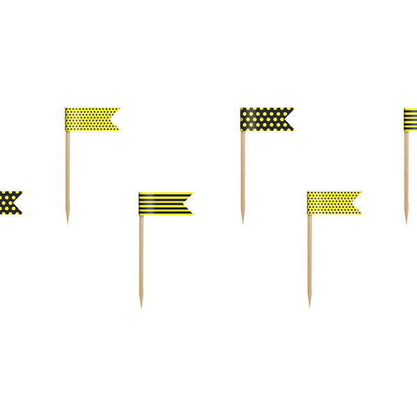 Flagietki na piku mini Pszczółka, mix, 7cm (1 op. / 6 szt.)