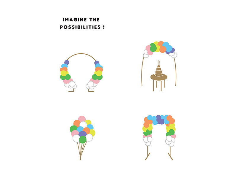 Girlanda balonowa - Tęcza, 200cm (1 op. / 60 szt.) - obrazek 3