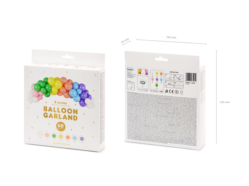 Girlanda balonowa - Tęcza, 200cm (1 op. / 60 szt.) - obrazek 4