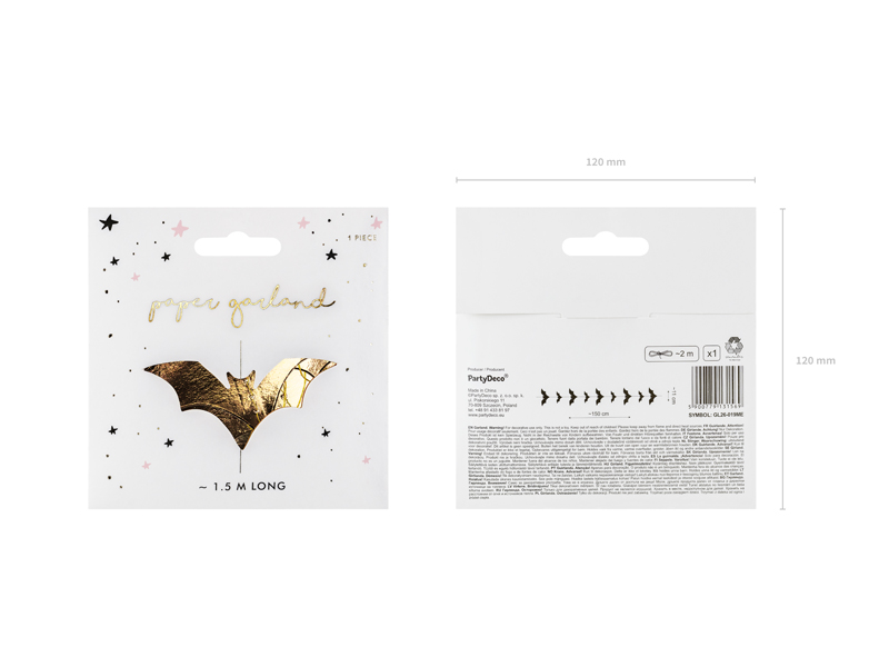 Girlanda Nietoperze, złoty, 1.5m - obrazek 8