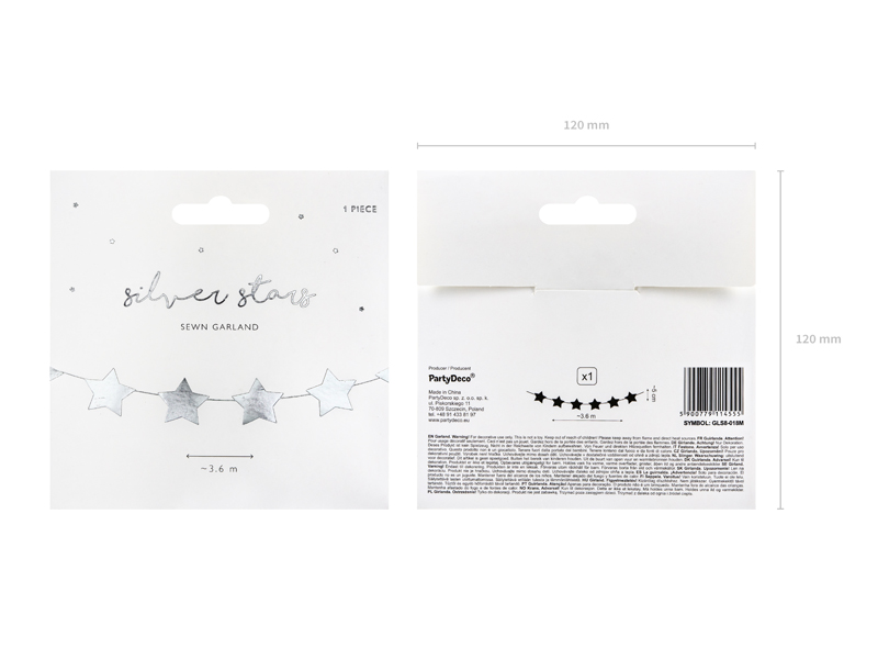 Girlanda Gwiazdki, srebrny, 3,6m - obrazek 7