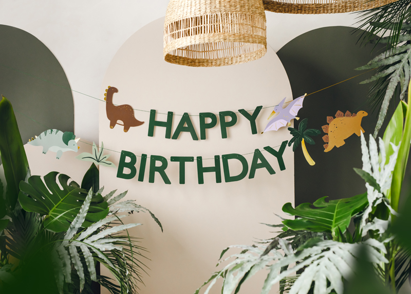 Baner Happy Birthday Dino, 3 m, mix - obrazek 4