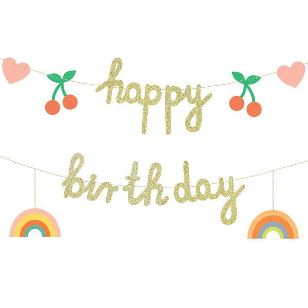 Baner papierowy Happy Birthday, mix, 100x18 cm