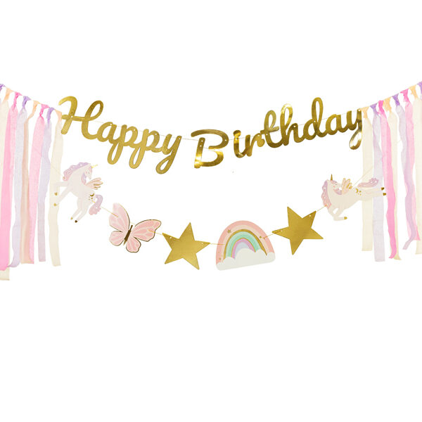 Baner Happy Birthday Jednorożec, 230x17.5 cm, mix