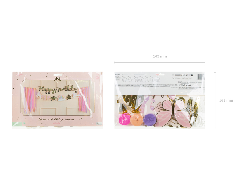 Baner Happy Birthday Jednorożec, 230x17.5 cm, mix - obrazek 4