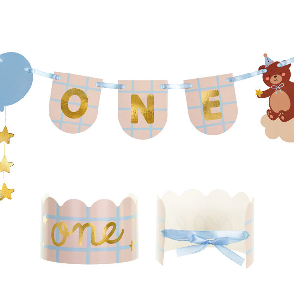 Baner na krzesło i korona Miś, 50x20.5 cm, mix