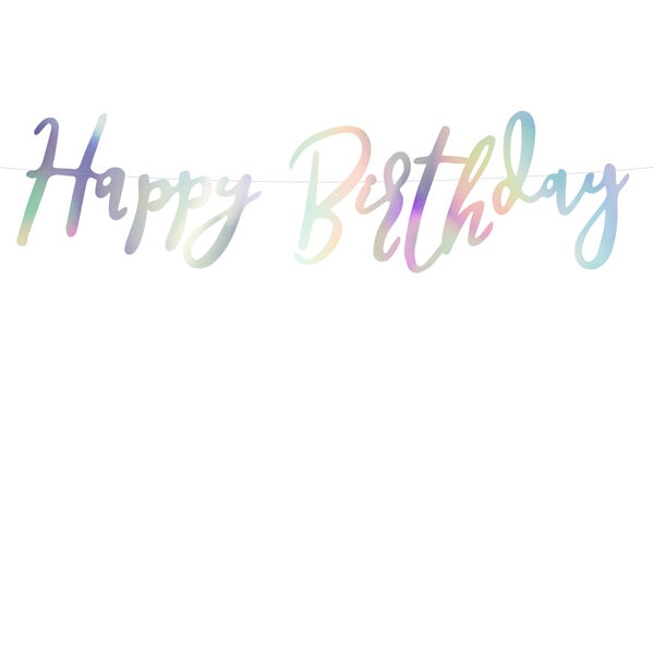 Baner Happy Birthday, opalizujący, 16,5x62cm