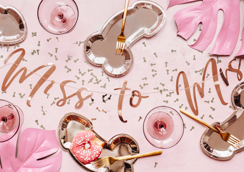 Baner Miss to Mrs, różowe złoto, 18x76cm - obrazek 6