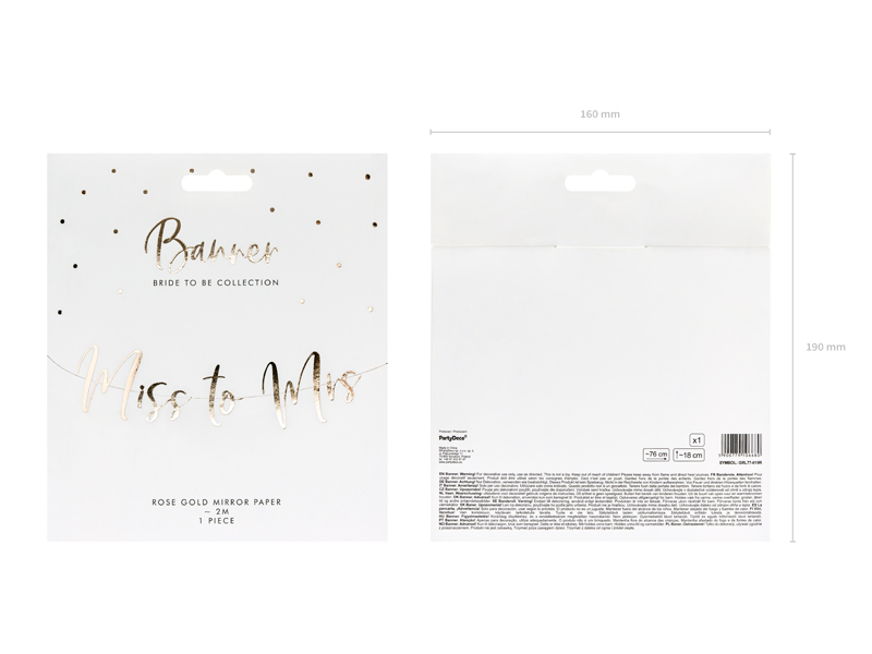 Baner Miss to Mrs, różowe złoto, 18x76cm - obrazek 8