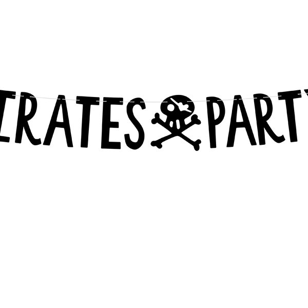 Baner Piraci - Pirates Party, czarny, 14x100cm