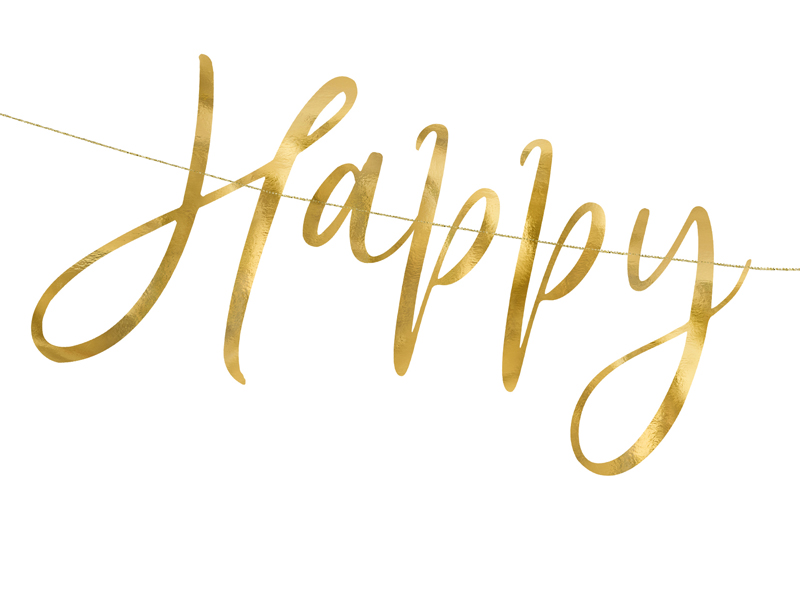 Baner Happy New Year, złoty, 66x18cm - obrazek 2