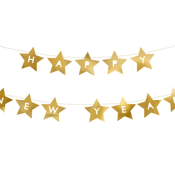 Baner Happy New Year gwiazdki, 290x17 cm