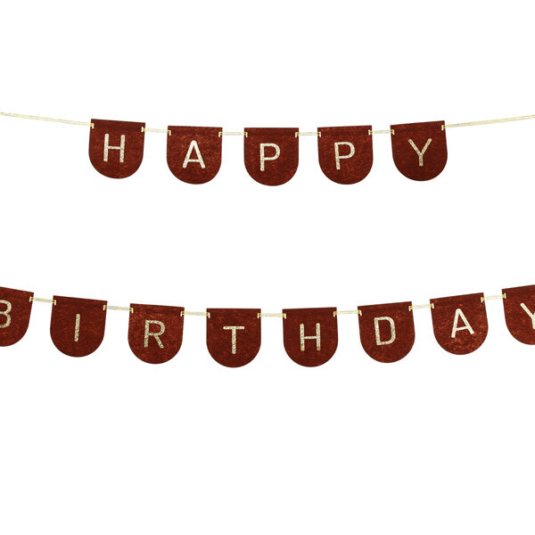 Baner filcowy, Happy Birthday, brązowy, 3m