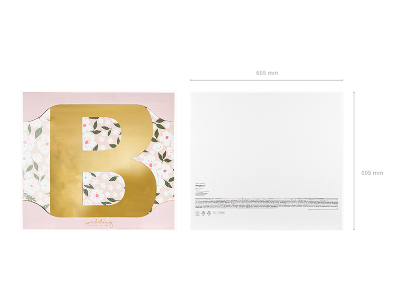 Litera lustrzana ''B'', złoty, 47x60 cm - obrazek 3