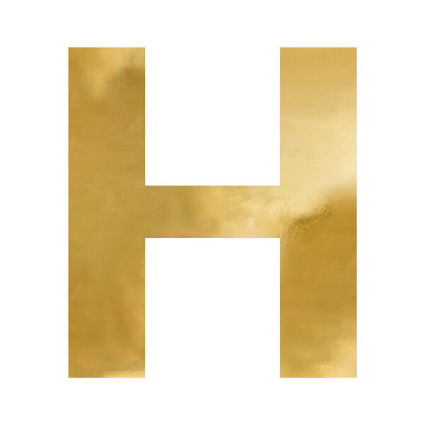 Litera lustrzana ''H'', złoty, 53x60 cm