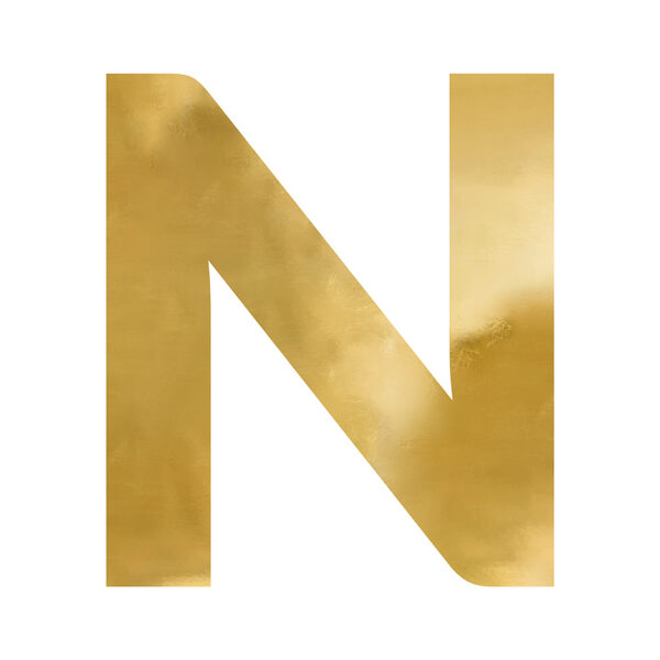 Litera lustrzana ''N'', złoty, 53x60 cm