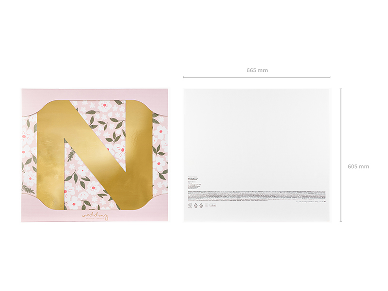 Litera lustrzana ''N'', złoty, 53x60 cm - obrazek 3