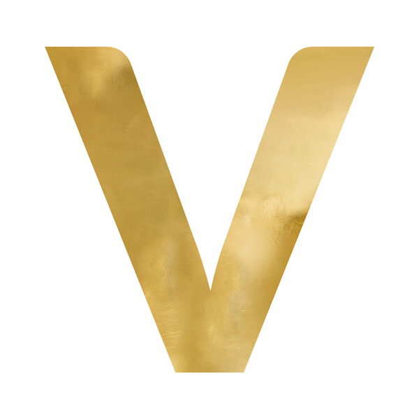 Litera lustrzana ''V'', złoty, 61x60 cm