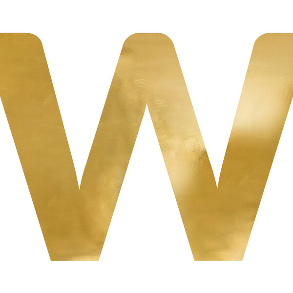 Litera lustrzana ''W'', złoty, 88x60 cm