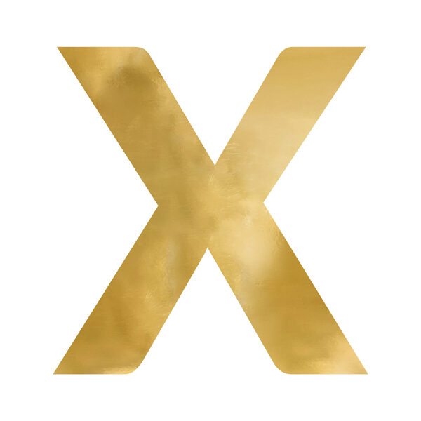 Litera lustrzana ''X'', złoty, 58x60 cm
