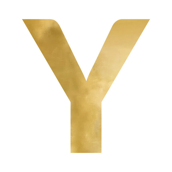 Litera lustrzana ''Y'', złoty, 58x60 cm