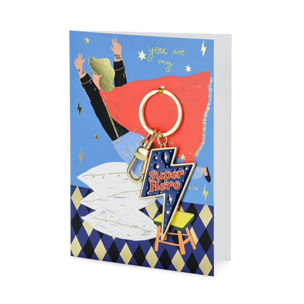 Kartka z Breloczkiem Super Hero, 12x16 cm