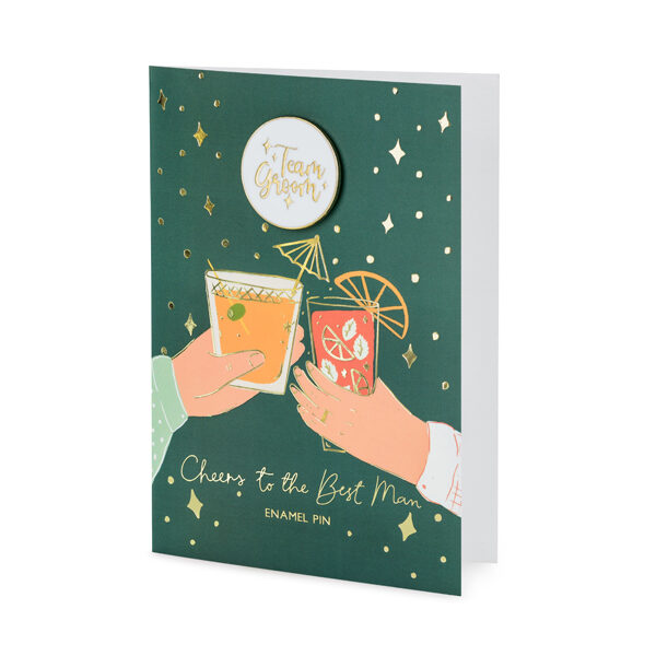 Kartka z pinem Groom Team, 10.5x15 cm