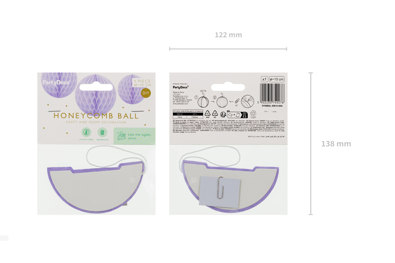 Kula bibułowa, liliowy, 10cm - obrazek 5