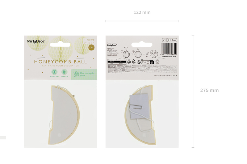 Kula bibułowa, słomkowy, 20cm - obrazek 5