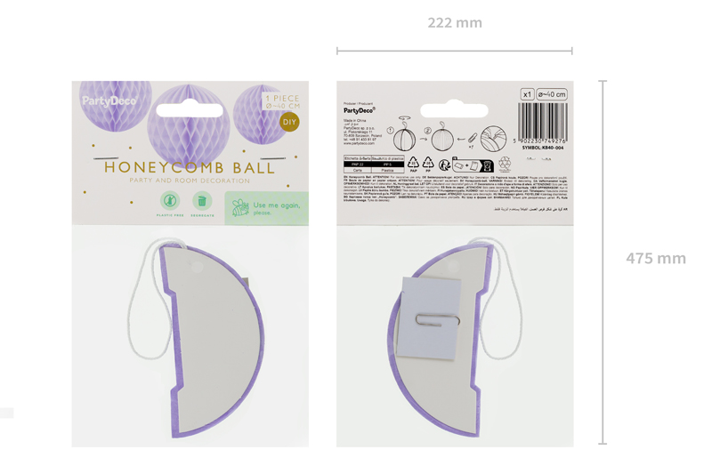 Kula bibułowa, liliowy, 40cm - obrazek 5