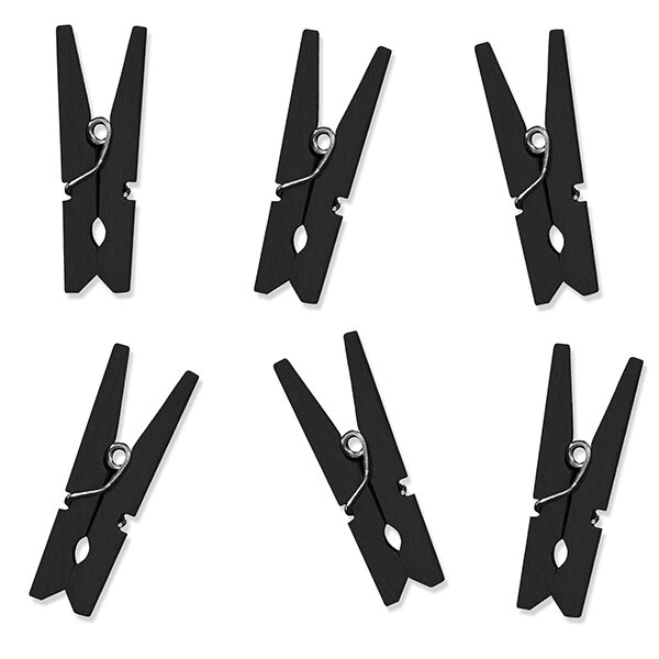 Klamerki drewniane, czarny (1 op. / 10 szt.)